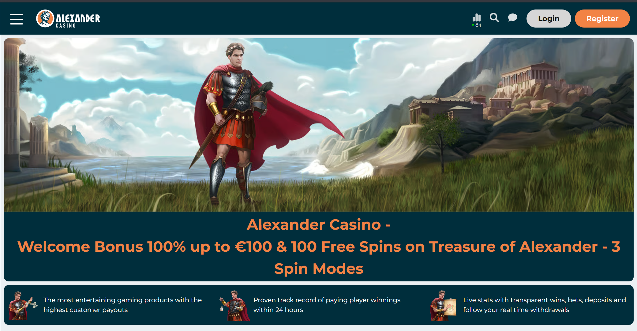 Alexander Casino site officiel 2026 : aperçu de l'interface française